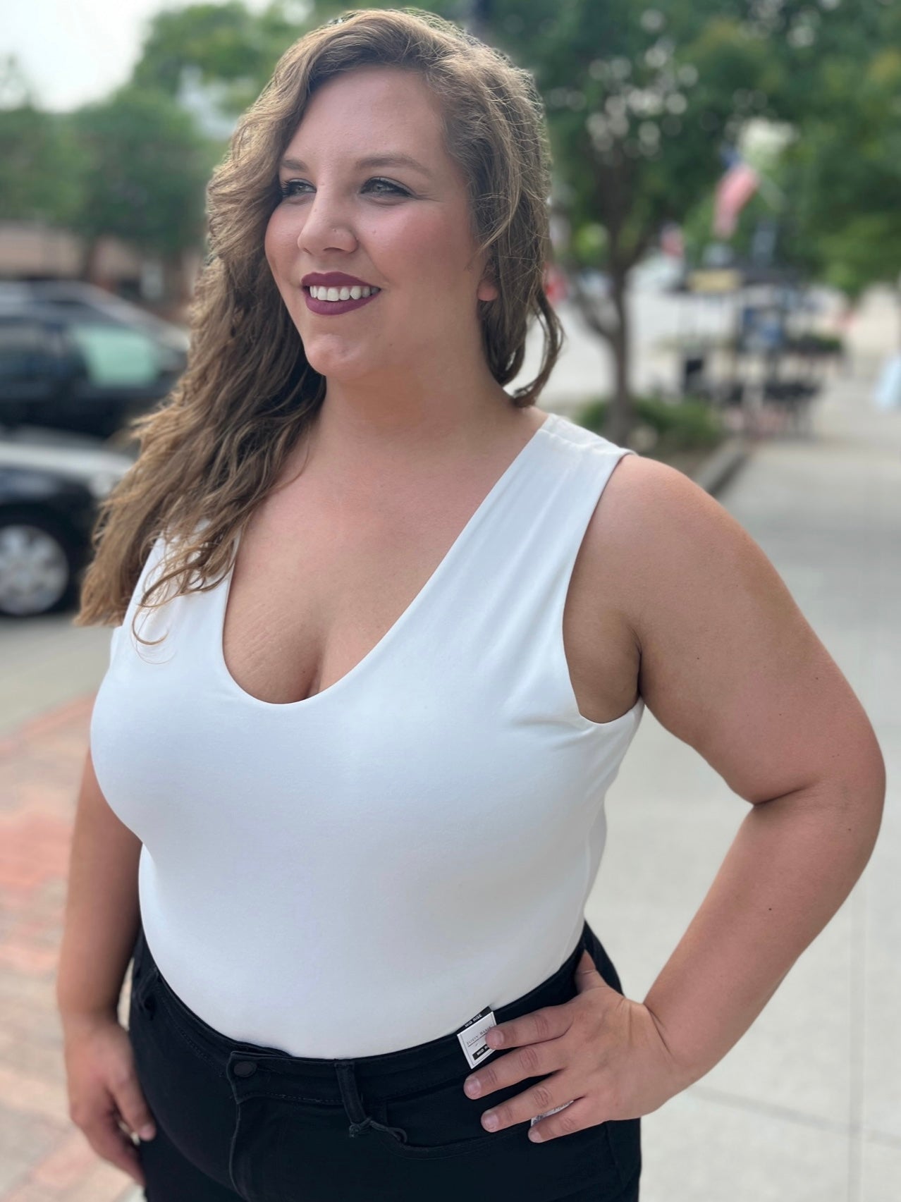 Ivory V-Neck Bodysuit