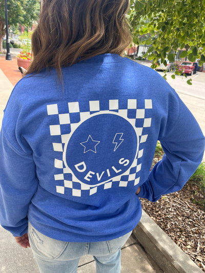 Plattsmouth Blue Devils Smile Crewneck Sweatshirt