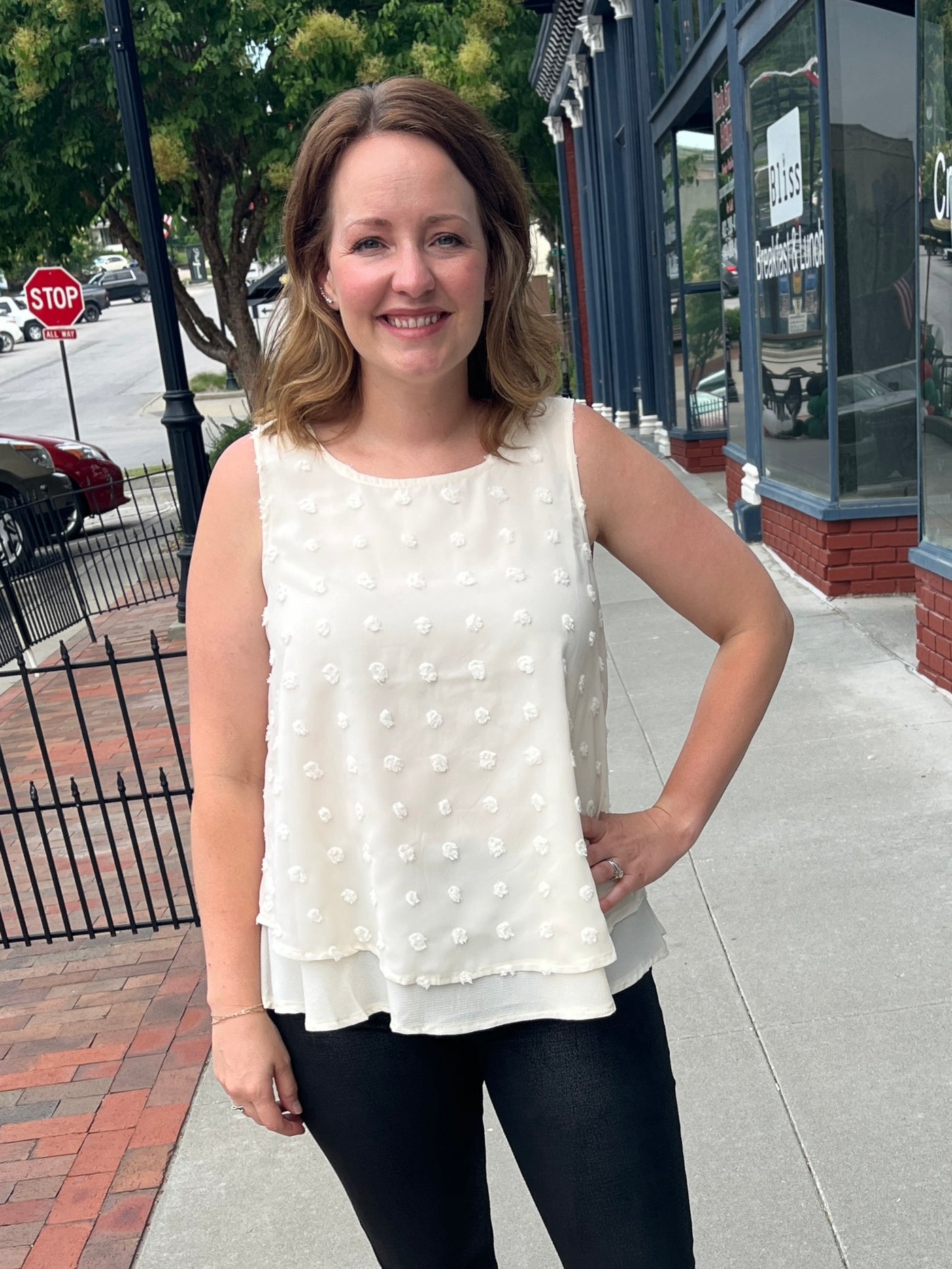 Cream Swiss Dot Tank