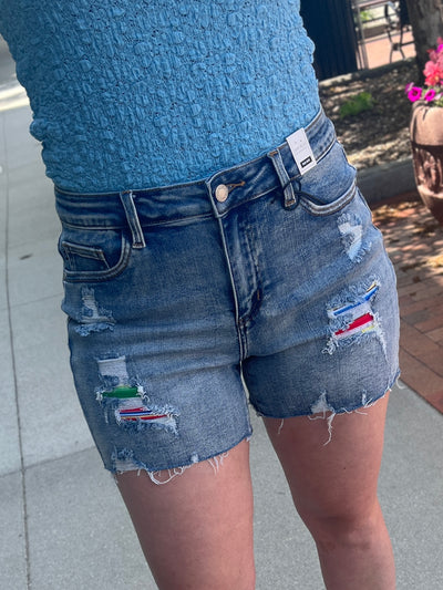 Judy Blue Serape Patch Shorts