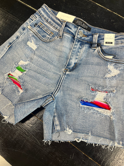 Judy Blue Serape Patch Shorts