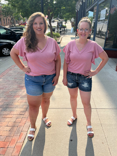 Rosé Flutter Sleeve Top