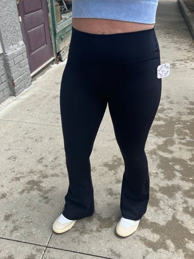 Black High Rise Flare Leggings