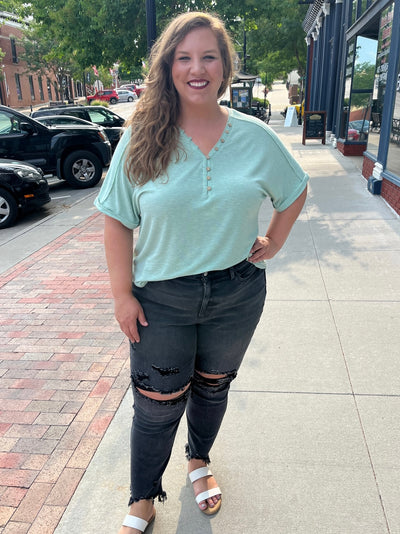 Minty Henley Short Sleeve Tee