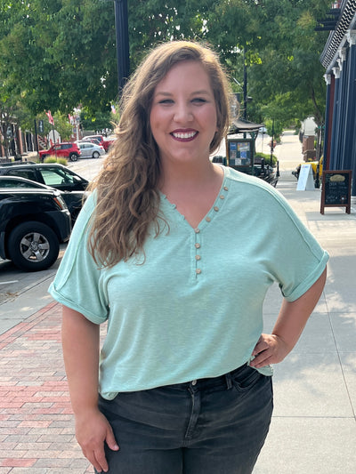 Minty Henley Short Sleeve Tee