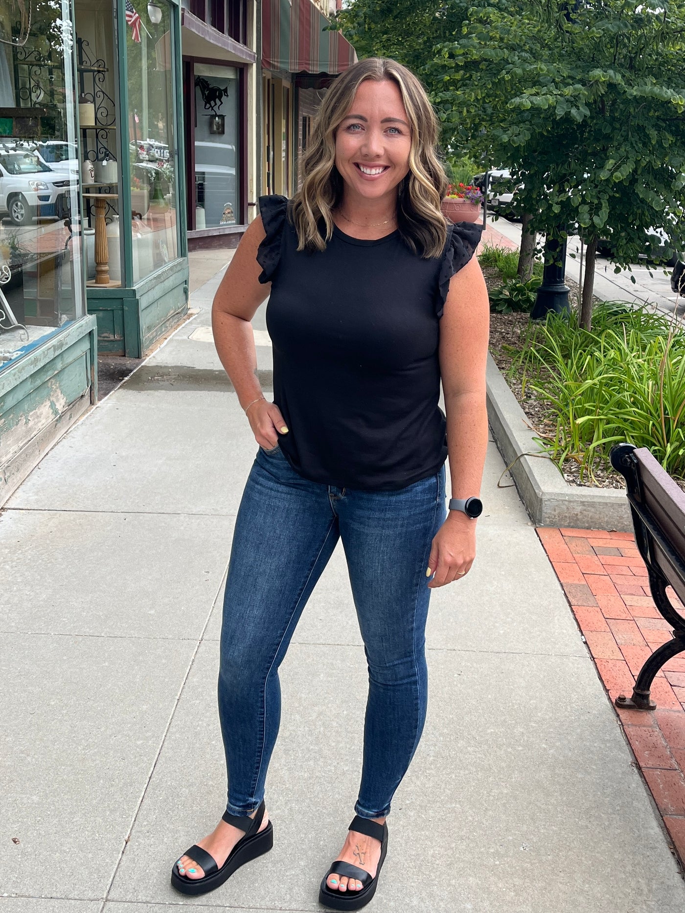 Swiss Dot Sleeve Top