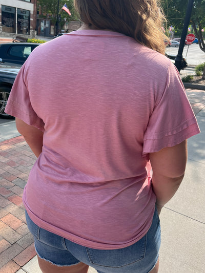 Rosé Flutter Sleeve Top