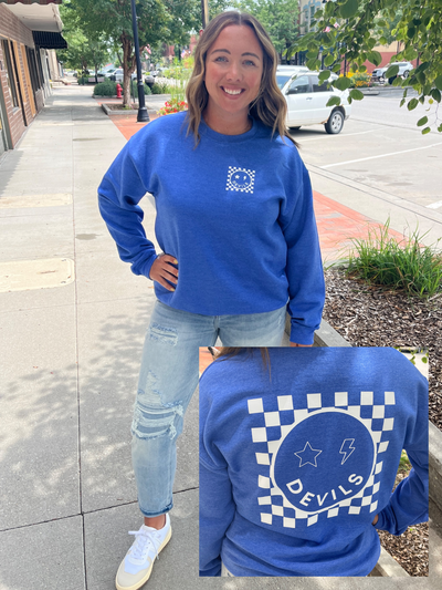 Plattsmouth Blue Devils Smile Crewneck Sweatshirt