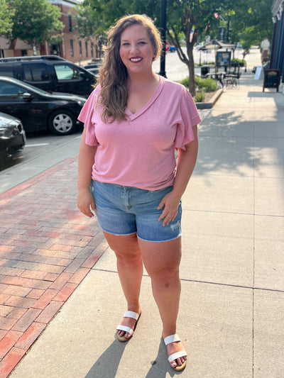 Rosé Flutter Sleeve Top