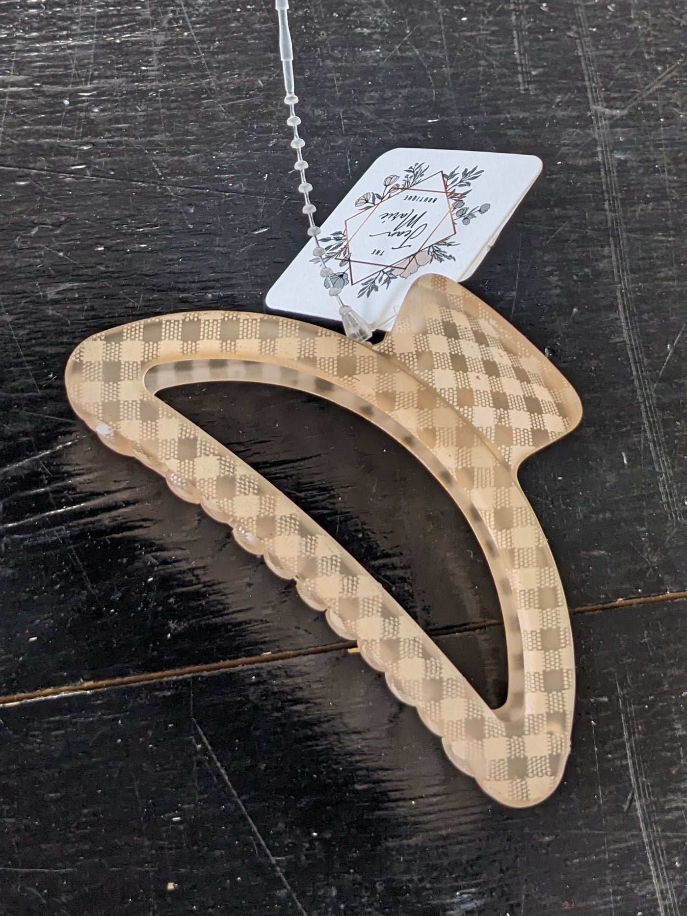 Checkered Moon Claw Clip