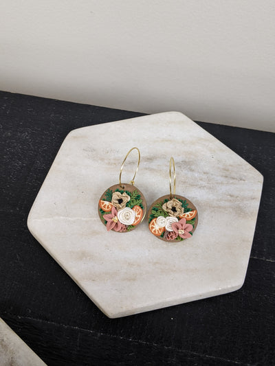 Handmade Clay Earrings - Floral Dangle