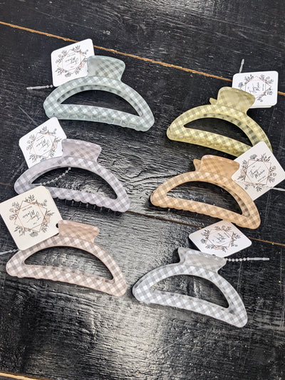 Checkered Moon Claw Clip