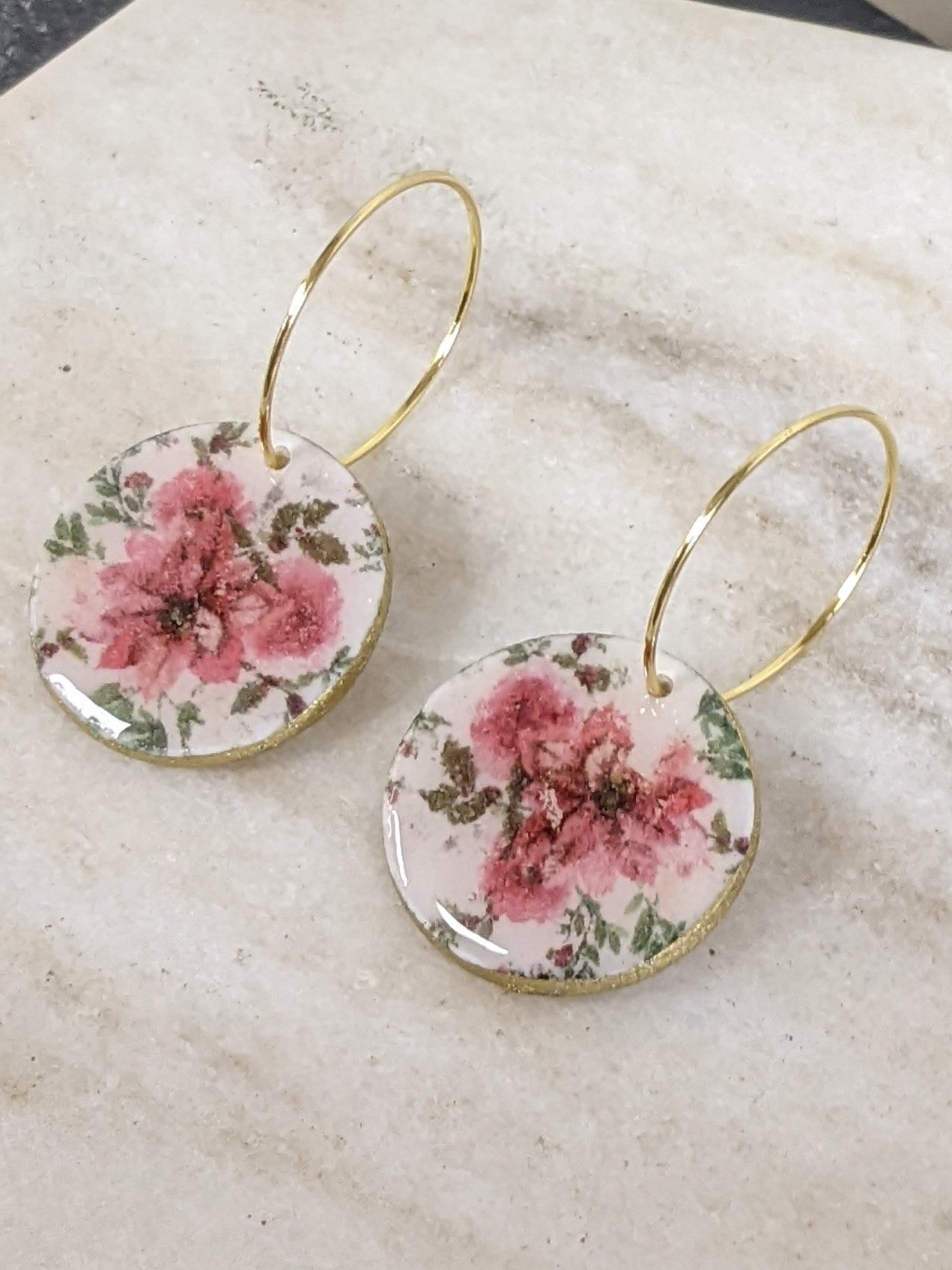 Handmade Clay Earrings - Floral Dangle