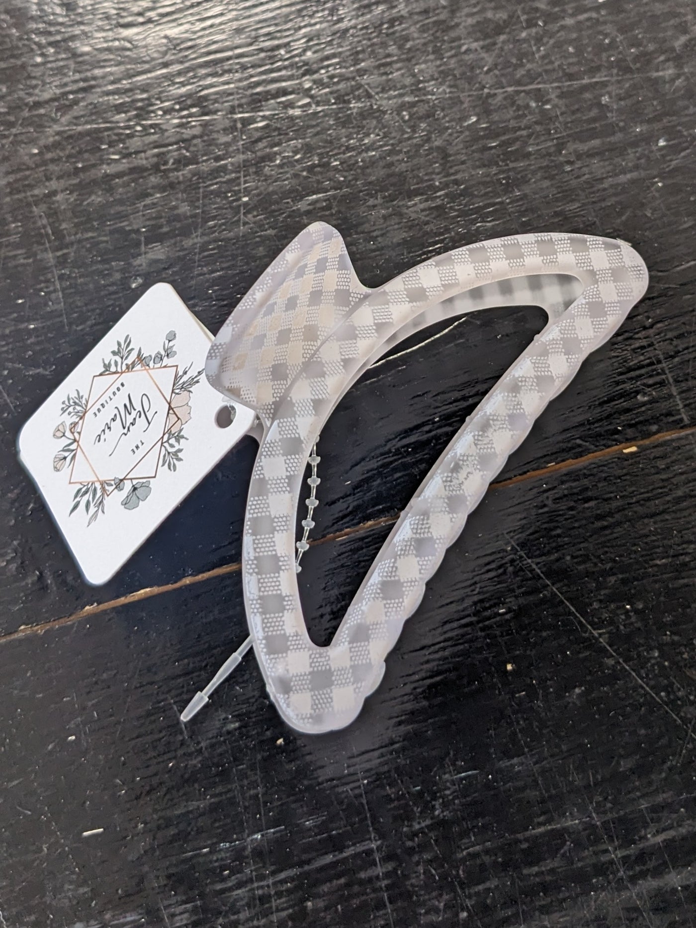 Checkered Moon Claw Clip