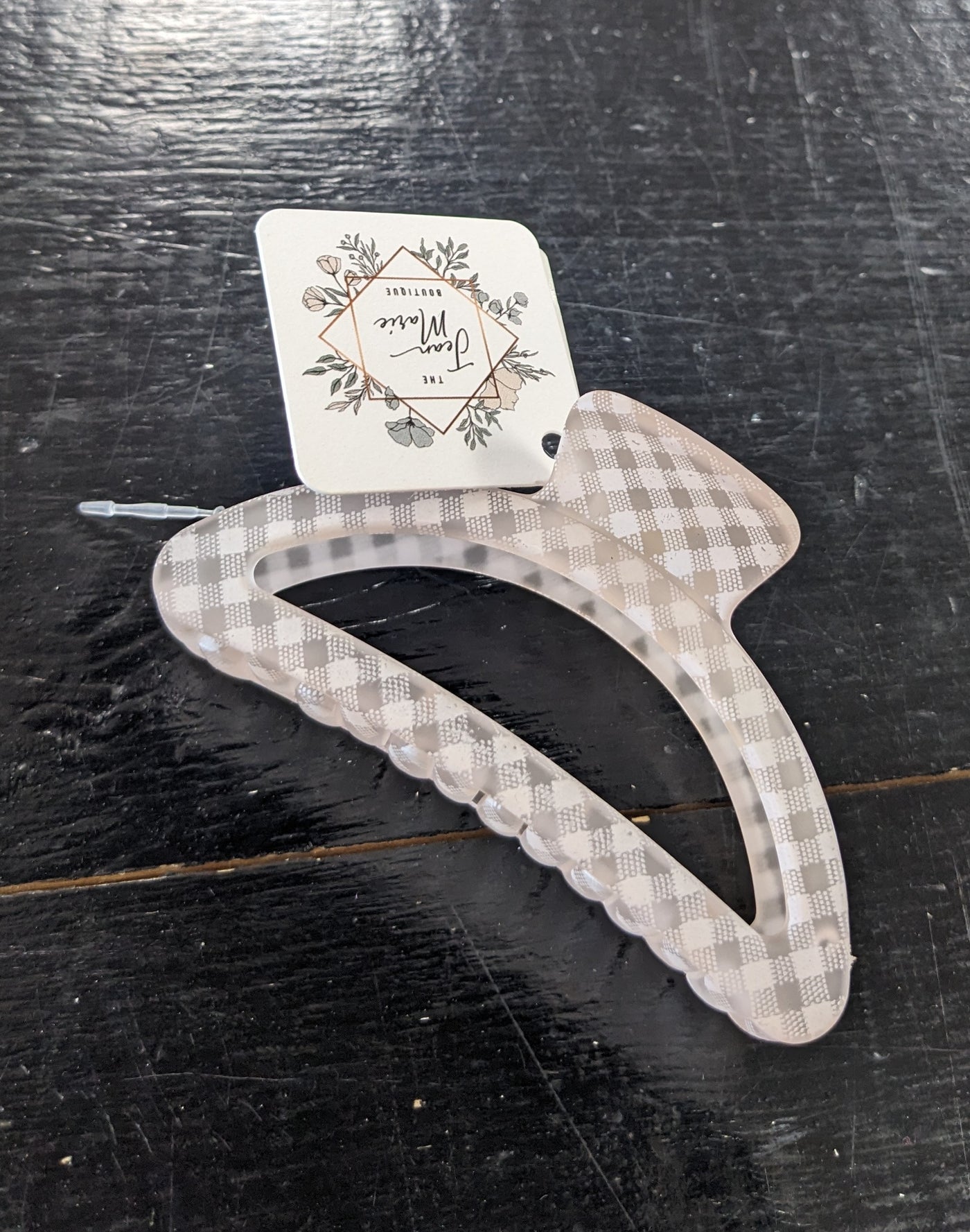 Checkered Moon Claw Clip