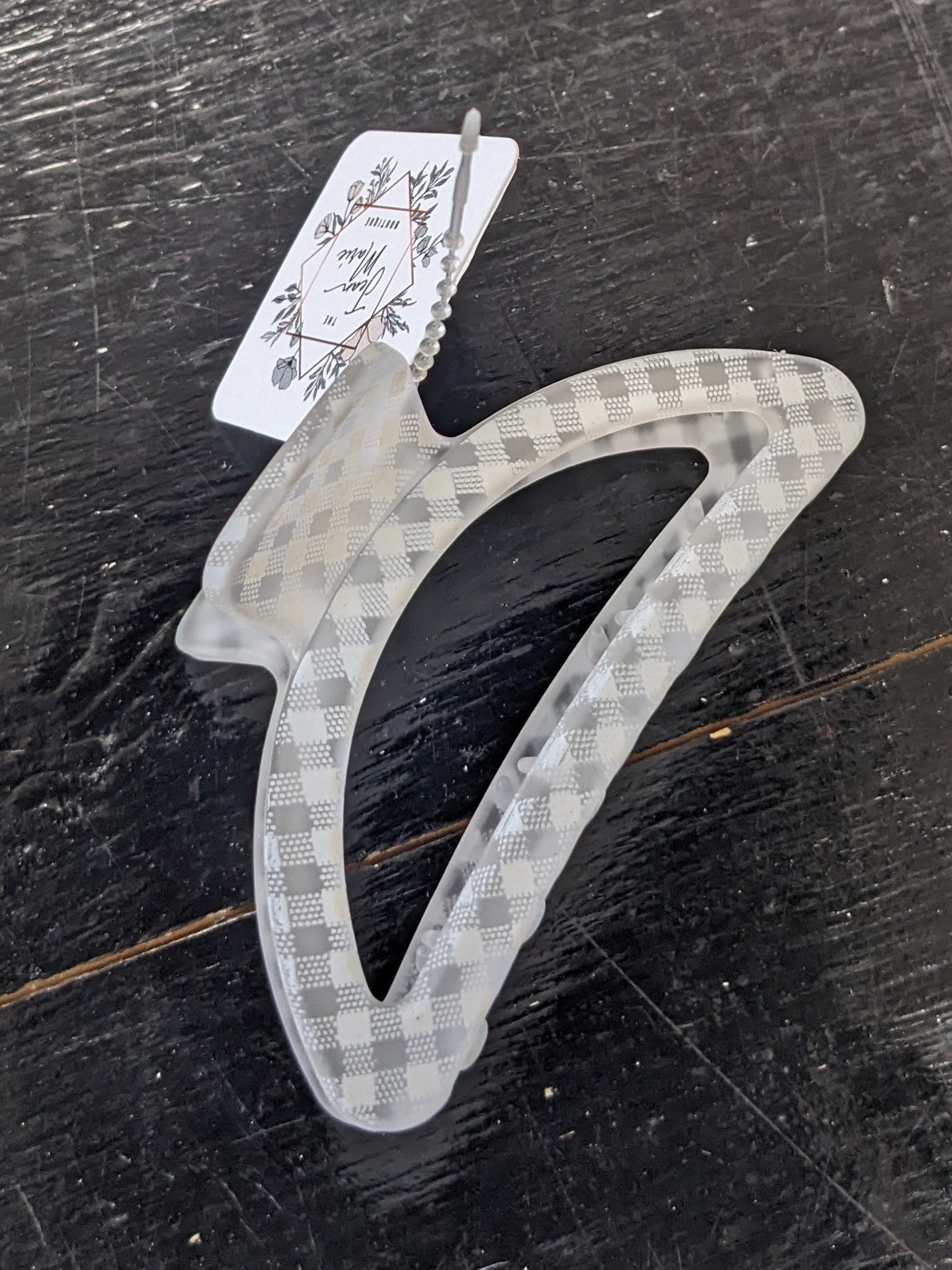 Checkered Moon Claw Clip
