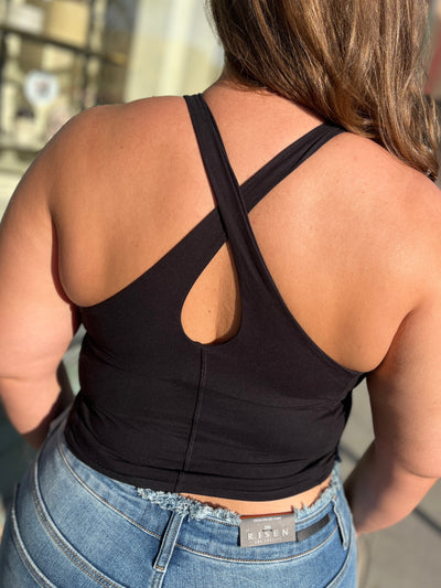 Black Keyhole Cropped Tank