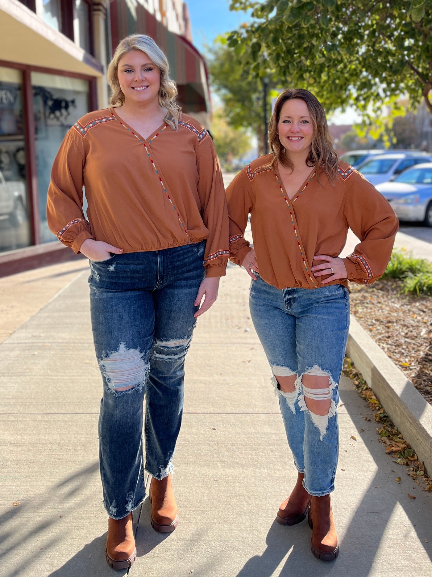 Savannah Rust Embroidered Blouse