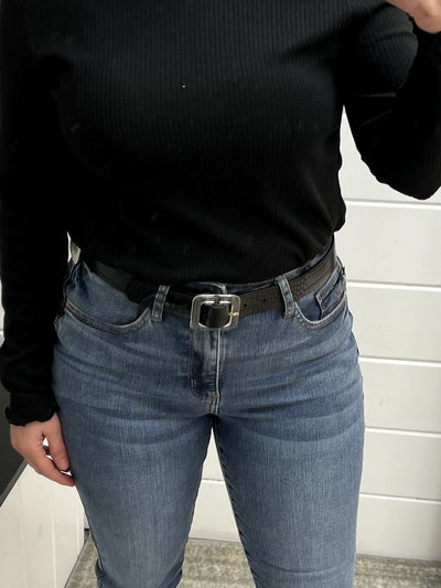 Croc Square Buckle Belt