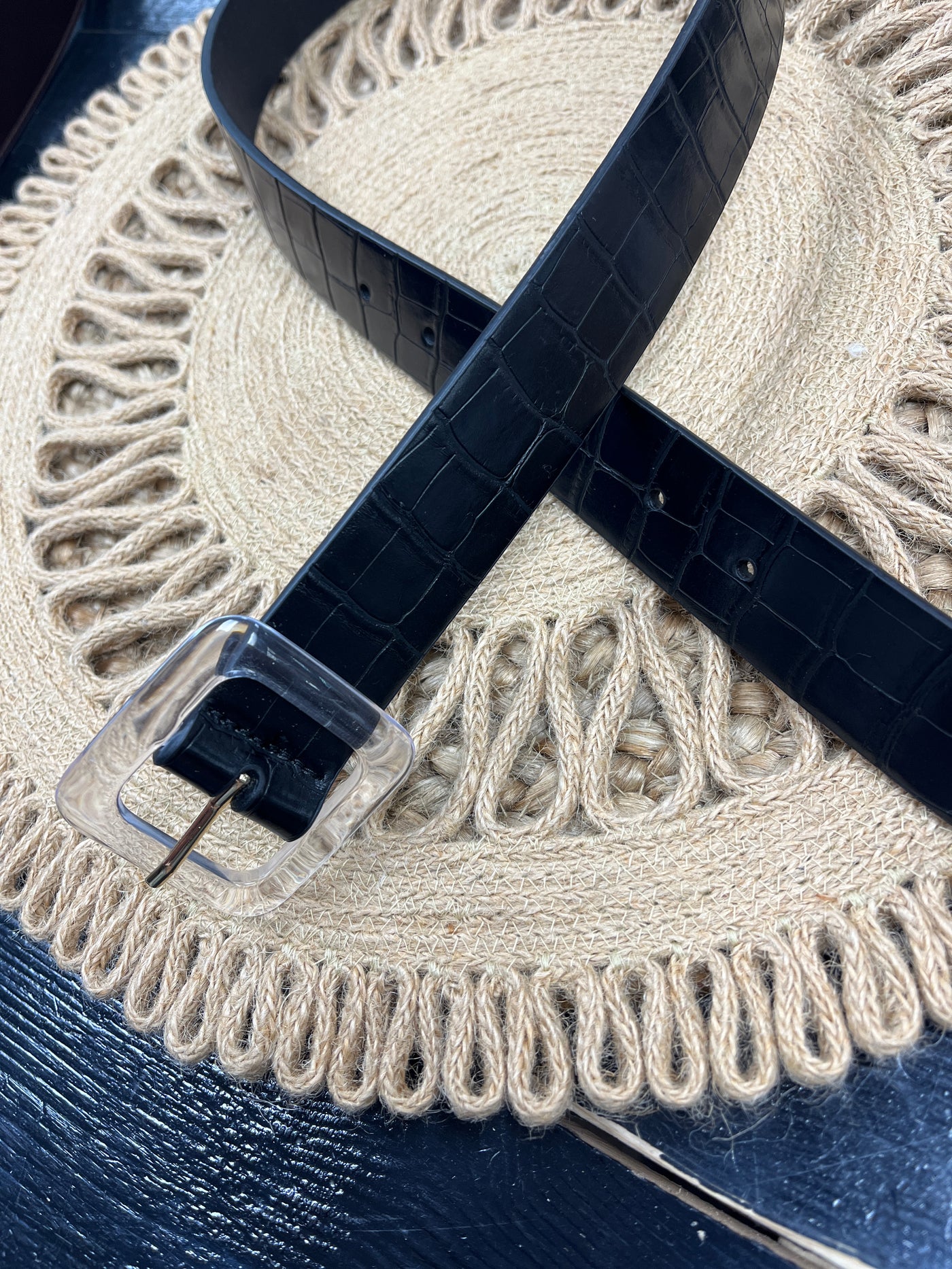 Croc Square Buckle Belt