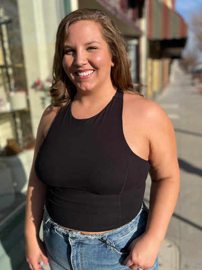 Black Keyhole Cropped Tank