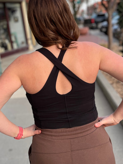 Black Keyhole Cropped Tank