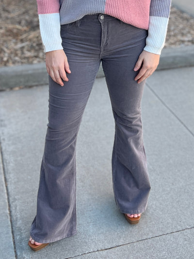 Mica Velvet Grey Flare